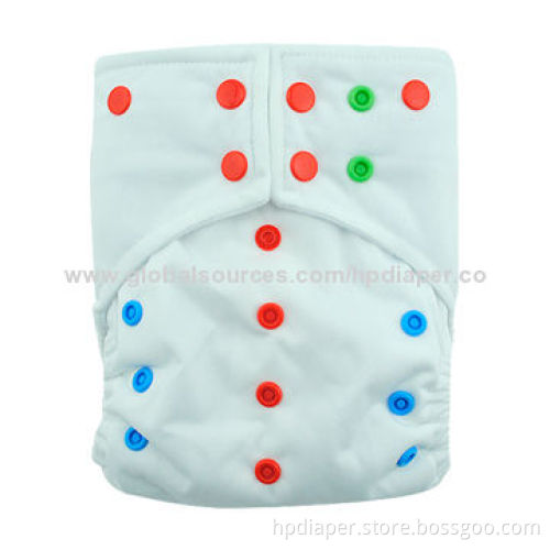 Ecological Diaper, Snow White Colored Snap, Double Gussets